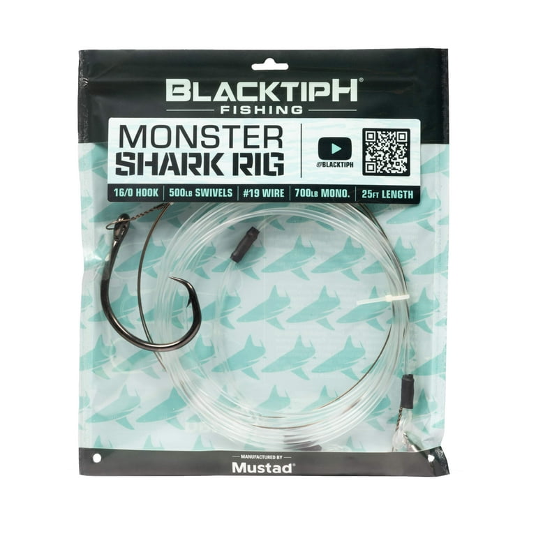 READY RIG ブラック サポーター Mustad BlacktipH Monster Shark Rig 16/0 Hook 700lb Monofilament