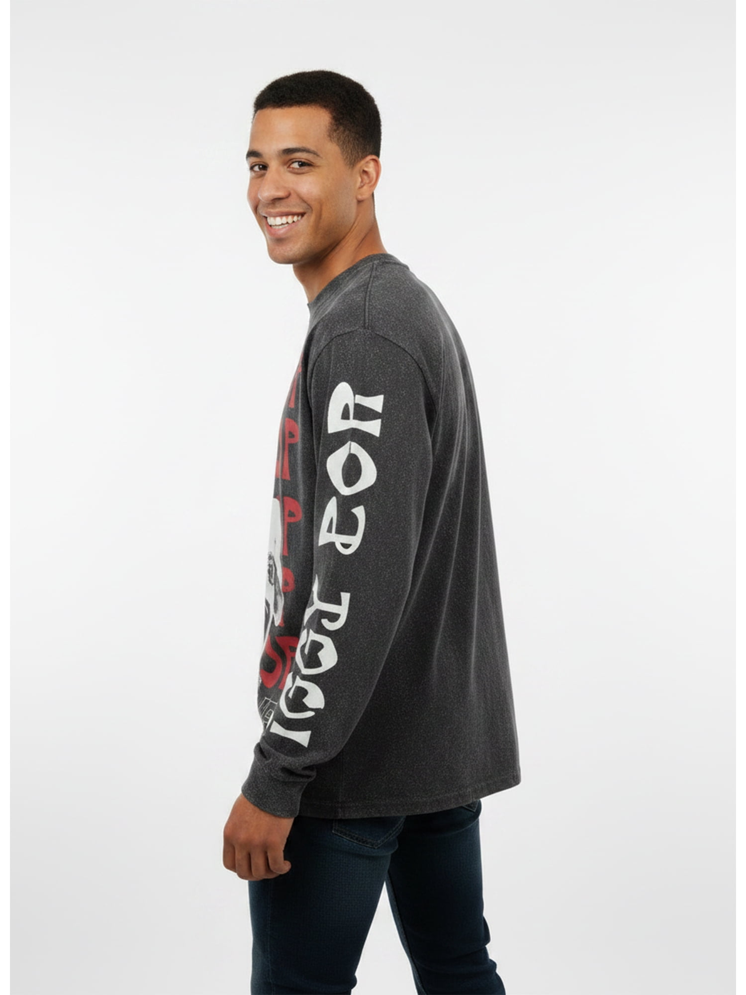 Iggy Pop Men's Mineral Washed Boxy Fit Long Sleeve Graphic Tee Shirt, Sizes XS-4XLT