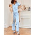 thumbnail image 3 of Conjunto de pijama Ekouaer, top de manga corta y pantalones largos, azul XL, 3 of 6