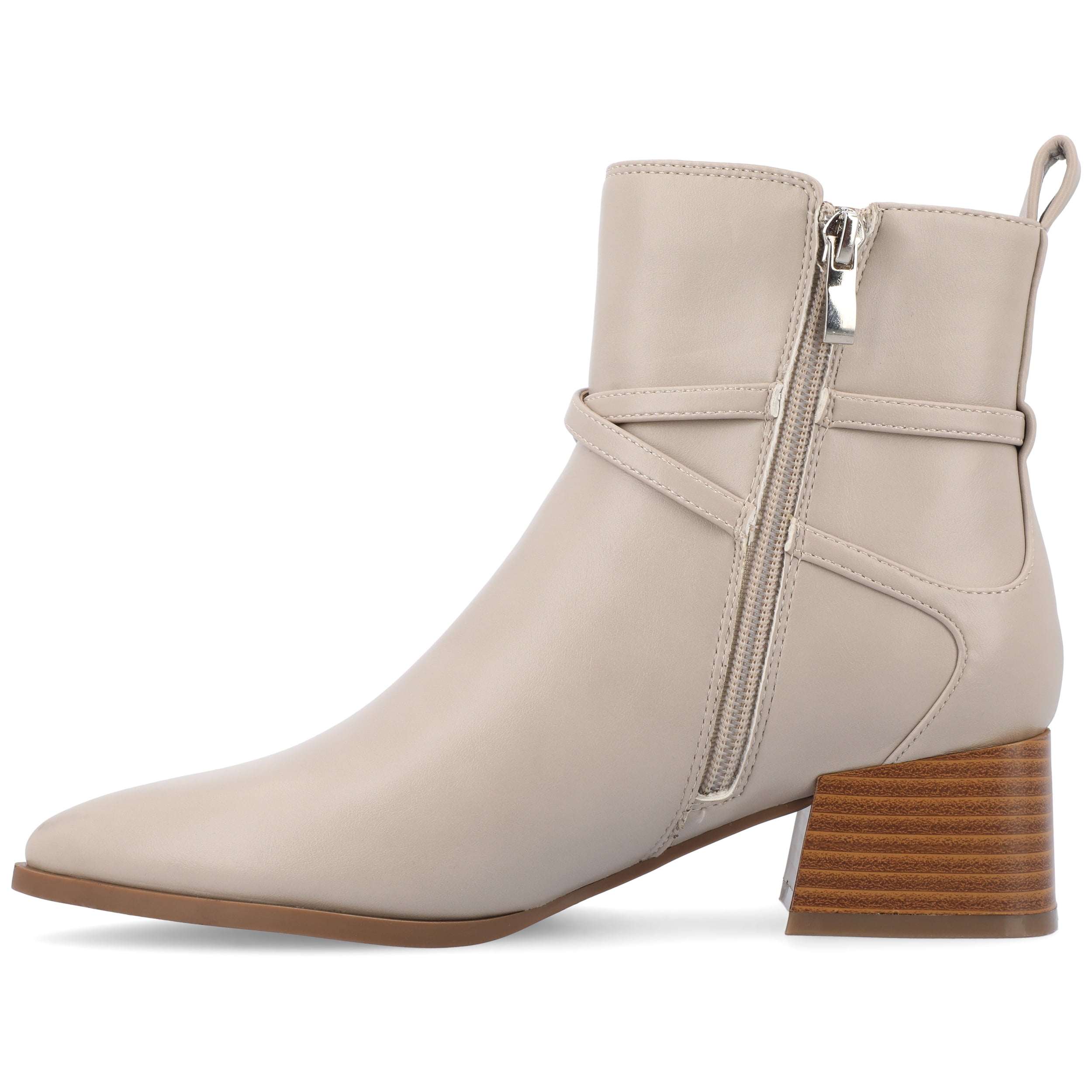 Journee Womens Estelle Stacked Heel Pointed Toe Booties, Widths Available