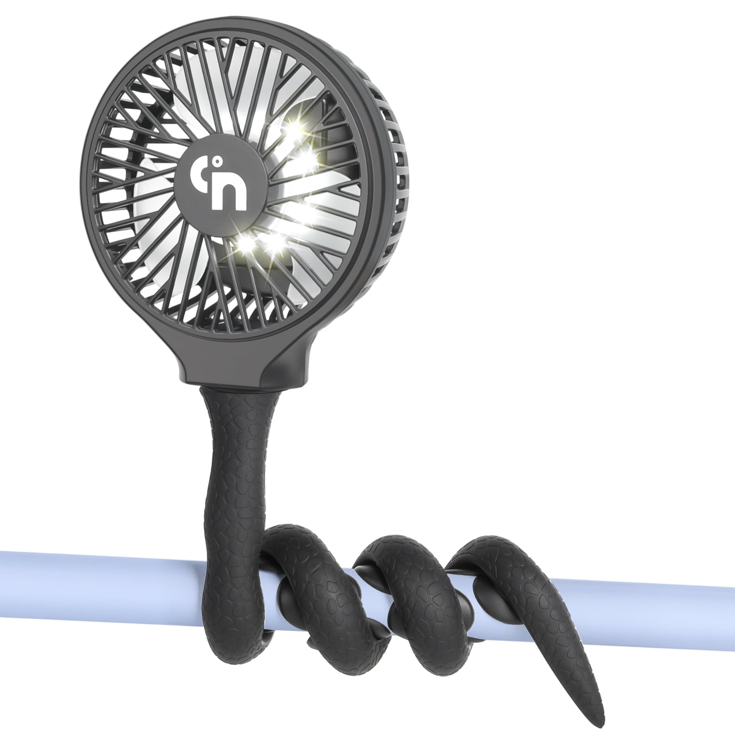 WiHoo Stroller Fan with LED Lights,5200mAh Personal Portable Fan 360°, Stroller Fans