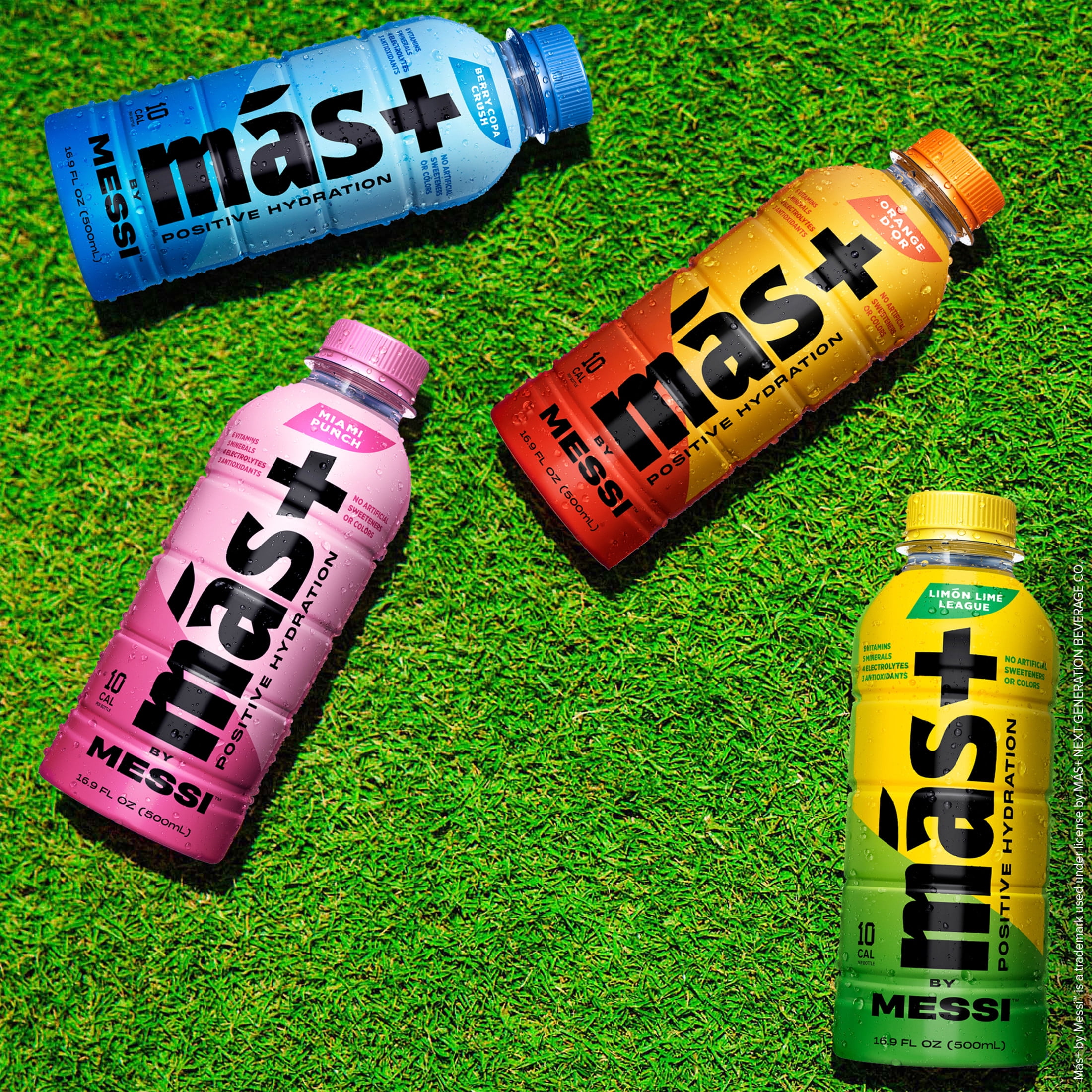 Mas+ by Messi Hydration Sports Drink Orange d'Or, 16.9 fl oz Bottle