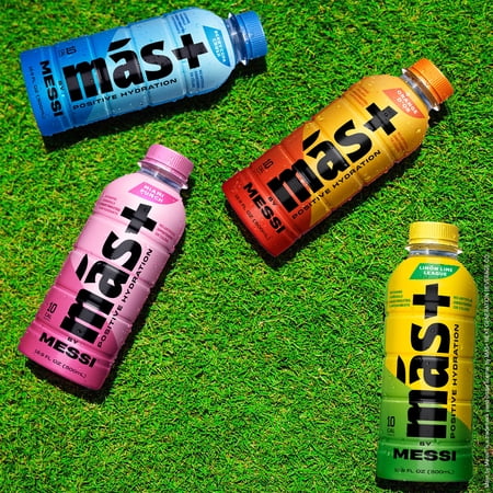 MÁS+ BY MESSI MAS+ BY MESSI HYDRATION SPORTS DRINK MIAMI PUNCH, 16.9 FL OZ BOTTLE