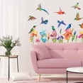 thumbnail image 4 of Pegatinas de pared de colibrí, calcomanías de vinilo con flores de acuarela, autoadhesivas, decoración artística de pájaros voladores para dormitorio, guardería, sala de juegos para niños, sala de, 4 of 6