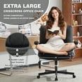 thumbnail image 6 of Wide Criss Cross Chair with Flip Up Back Cushion and Arms, Ergonomic Cross Legged Office Chair with Dynamic Lumbar Support, Upholstered Swivel Rolling Vanity Chair for Customized Comfort, 6 of 8