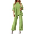 thumbnail image 3 of PRETTYGARDEN Women's 2 Piece Outfits Casual Short Sleeve Pullover Tops and Wide Leg Pants Lounge Sets Tracksuits, 3 of 8
