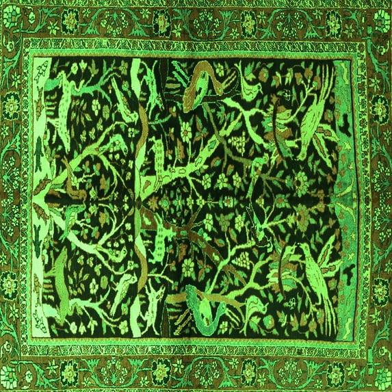 Ahgly Company Indoor Square Persian Green Traditional Area Rugs, 5' Square