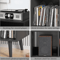 thumbnail image 4 of Record Player Stand with Power Outlet, Mid-Century Record Player Table with Open Vinyl Storage Holds up to 300 Albums, Living Room Office, Black, 4 of 7