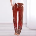 thumbnail image 1 of WILLBEST Pantalones Casuales elegantes para Mujer: Pantalones Ligeros de Lino con Cintura Alta y Estampado Bohemio con Bolsillos para Playa y Uso Diario. XXXL, 1 of 3