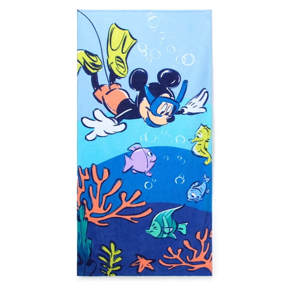 Disney Store Official Mickey Beach Towel with Mickey Mouse Screen Art on Topside - Measures 29" x 58" - Soft & Absorbent for Pool or Beach - Bath Towels for Kids Who Love Disney & Mickey