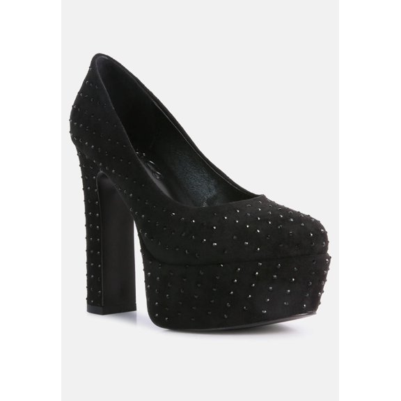 POPPINS Black Glinting Platform High Pumps