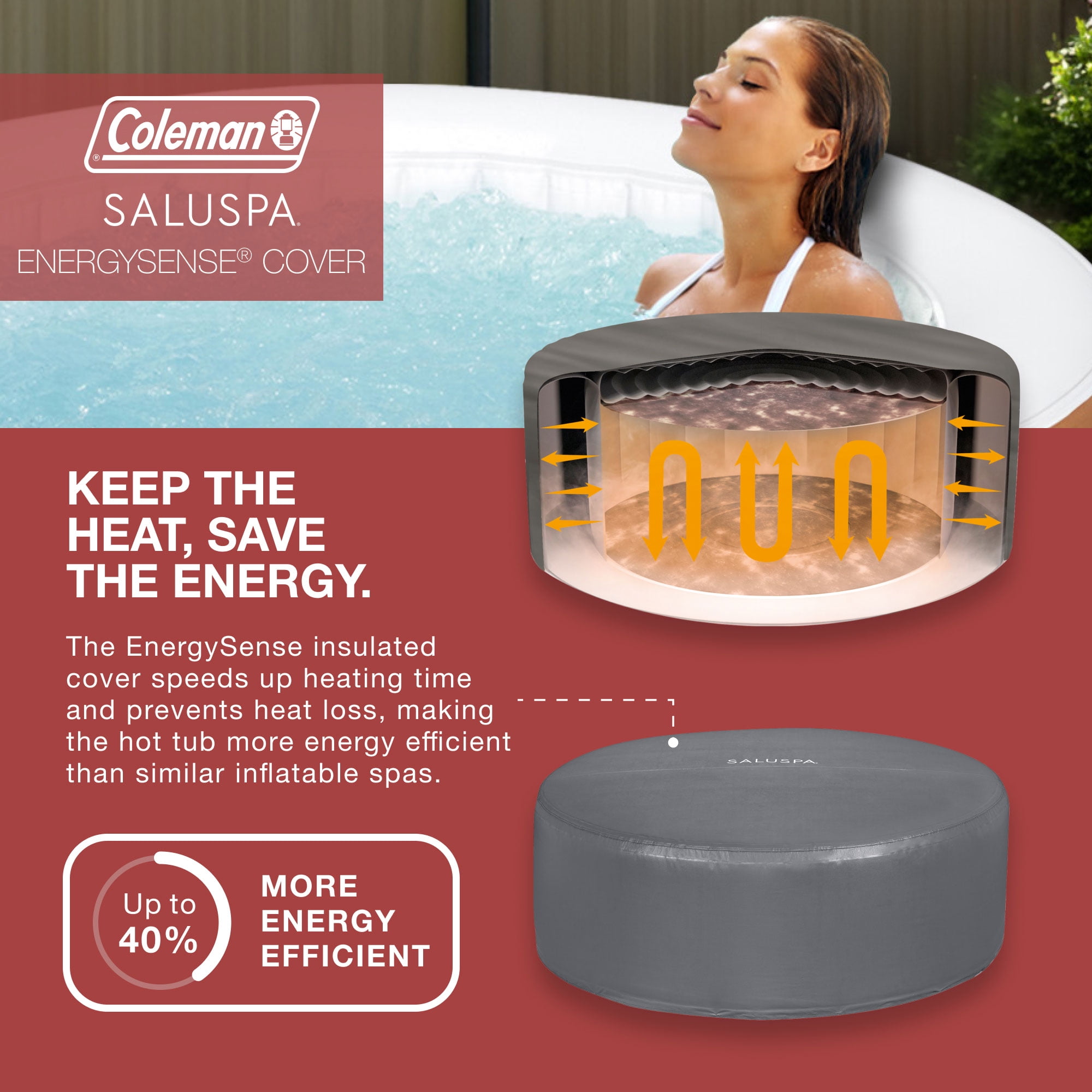 Coleman Ponderosa AirJet Inflatable Hot Tub with EnergySense Cover, 71"x26"