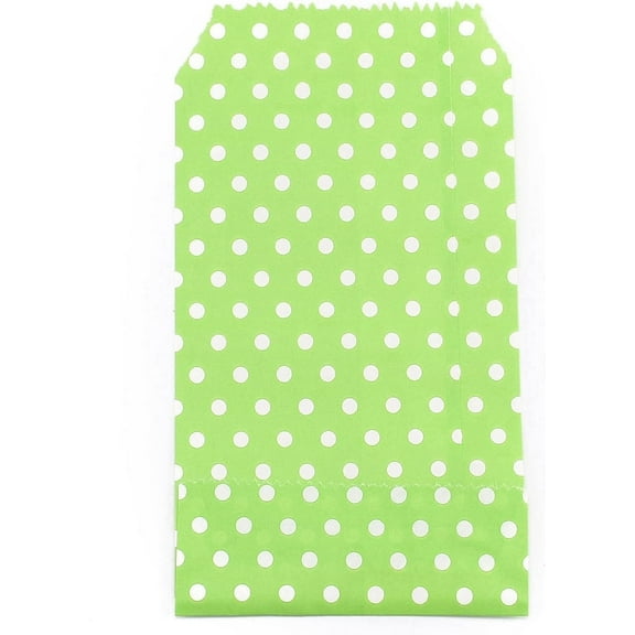100 pc Kraft Paper Bags No Handles Storage Bags White Polka Dot Pattern Wedding Party Birthday Gift Bag Pale Green 15x8.3x0.02cm