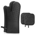 thumbnail image 1 of Guante de horno de cocina resistente al calor, guantes de horno extralargos de 500 grados y agarradera con superficie de silicona antideslizante, 1 of 5