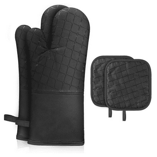 EFAGL Extra Long Professional Silicone Oven Mitts with Quilted