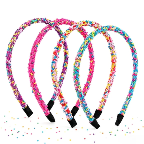 Sprinkle Candy Thin Headband Donut Fun for Women's and Girls' Hair Accessories 4 Pcs