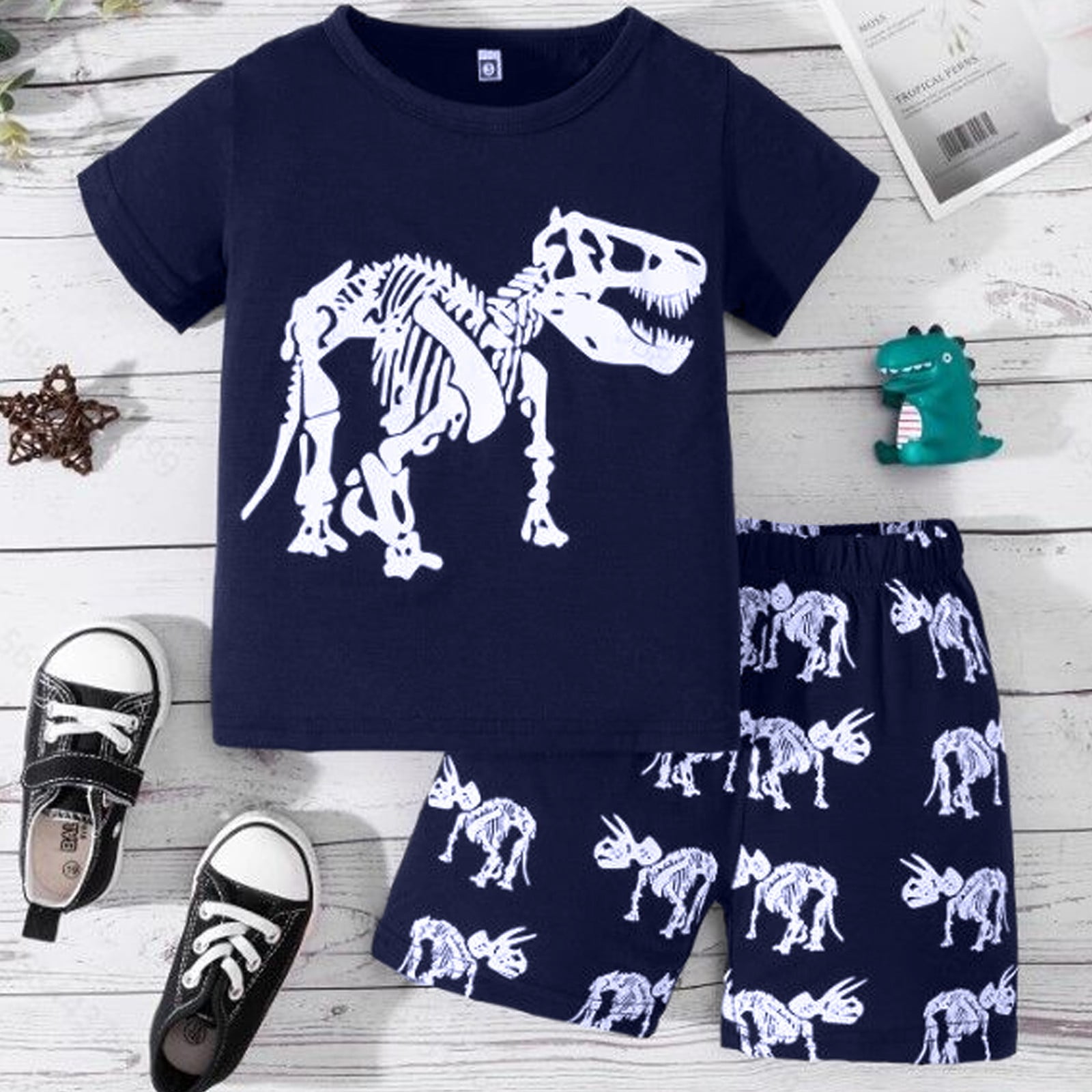 Summer Short Sleeve T-Shirts Tops Shorts Clothing Sets (Toddler), Size 7 Years