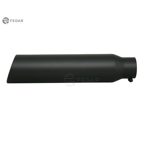 Fedar Black 3 Inlet 4 inch Outlet 18 Long Rolled End Angle Cut Truck Exhaust Tip (Best Exhaust Tips For Trucks)