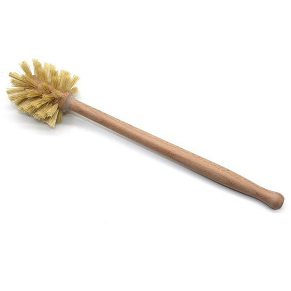 Wodtesl Wooden Toilet Brush with Sisal Bristles, Long Handle Bathroom Cleaning Tool, Beech Wood Scrubber for Home, Office, Hotel (13.6 x 2.6 inches)