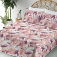 thumbnail image 3 of Ambesonne Leaves Pattern Fitted & Flat Sheet with Sham 3 Pcs Set, Grunge Leafy Artwork, Twin XL, Coral Plum Eggshell, 3 of 5