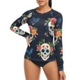 thumbnail image 4 of joogoo Womens UPF 50+ Sun Shirts Skulls Roses Long Sleeve UV Protection Rash Guard Tops S, 4 of 7