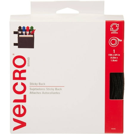 VELCRO Sticky-Back Hook & Loop Fastener Tape w/Dispenser, 3/4'' x 15 ft Roll