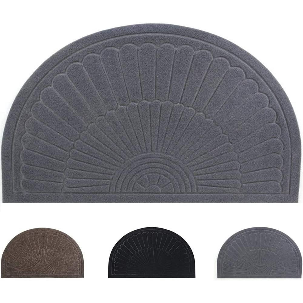 Rubber Doormat Indoor Outdoor Half Round Front Door Mat, Low Profile