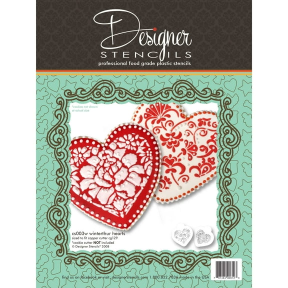 Winterthur Heart Cookie Stencil Set (no Cutter) by Designer Stencils