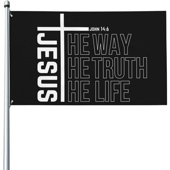 3x5 Ft Jesus The Way Truth And The Life Flag Banner Gift For Christian Flag Christ Faith Flag Bible Verse Flag Inspirational Scripture Quotes Flag For Outdoor With Metal Eyelets No Flagstand