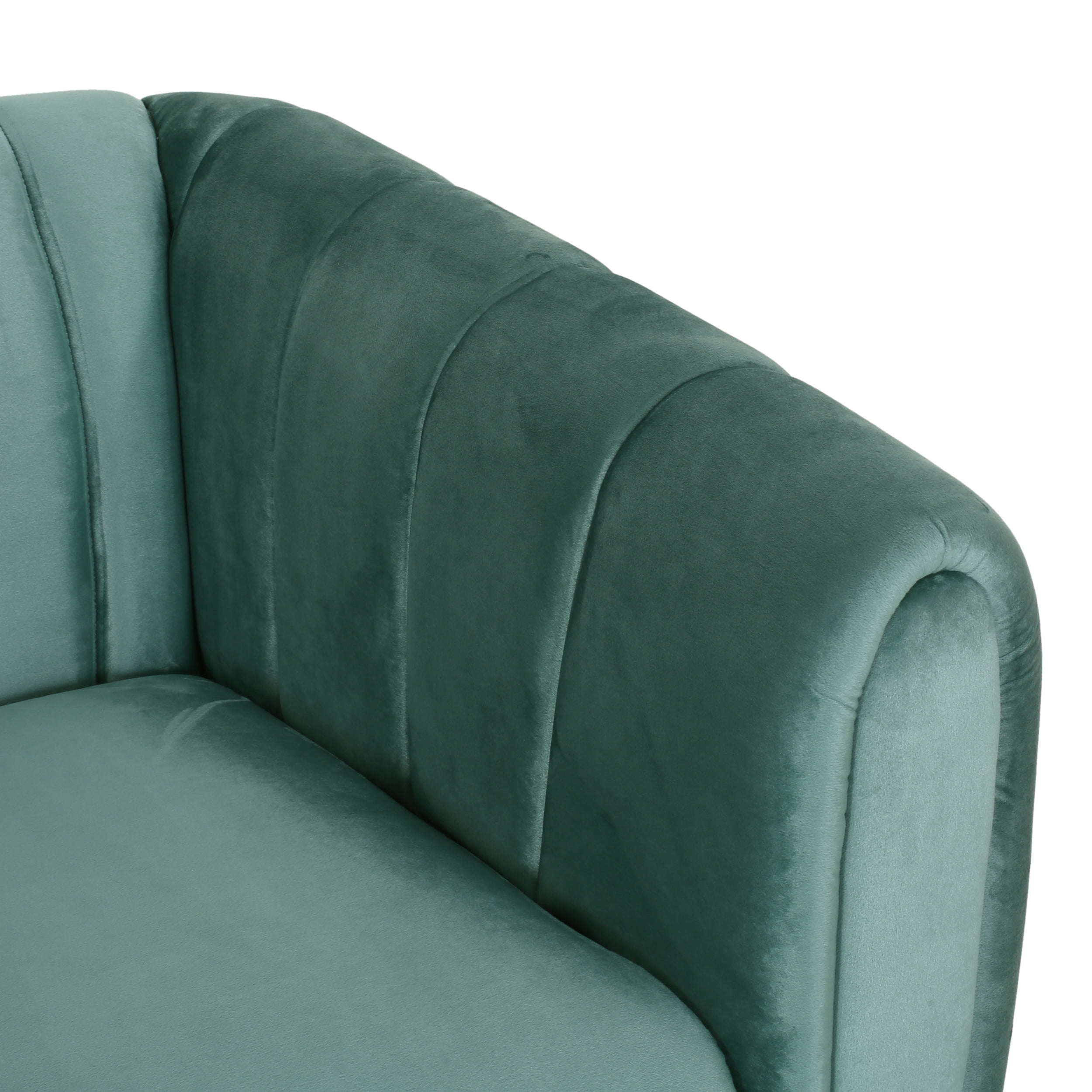 Sofa, Worden and Turquoise Walnut Modern Glam 3 Channel Stitch Seater Velvet GDF Studio