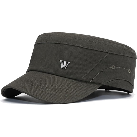 CoCoMangos Military Cadet Army Cap for Men Women-Washed Cotton Vintage Adjustable Flat Top Baseball Hat