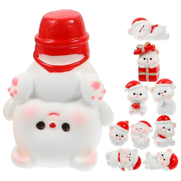 unbranded 10pcs Christmas Tabletop Mini Figurine Decorations Doll House Xmas Miniatures Resin Craft Mini Models