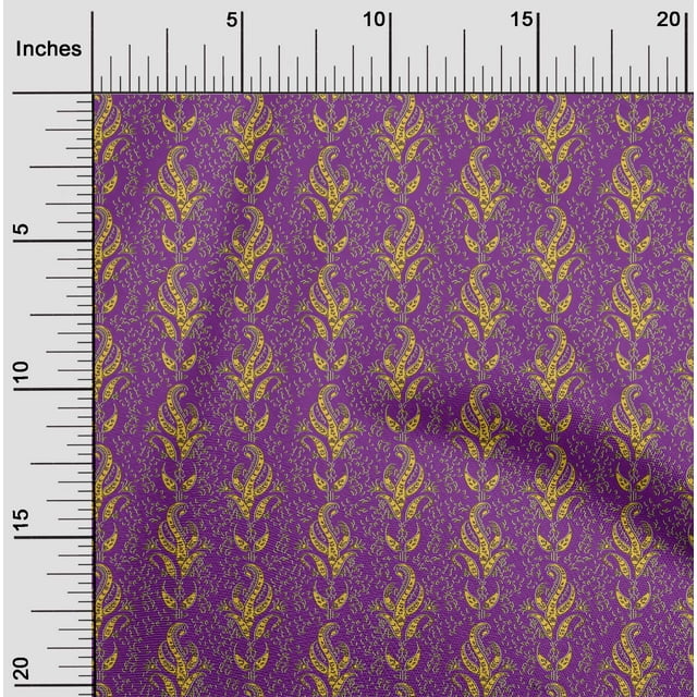 oneOone Tissu Tabby en Soie Imprimé Feuilles 1 Yard 42 Pouces de Large