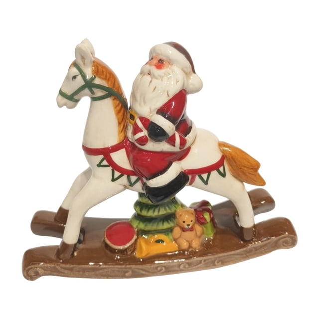 Adorno de caballo mecedor, decoración navideña, decoración de mesa tradicional hecha a mano, estatua de caballo para dormitorio, chimenea, mesa Con santa