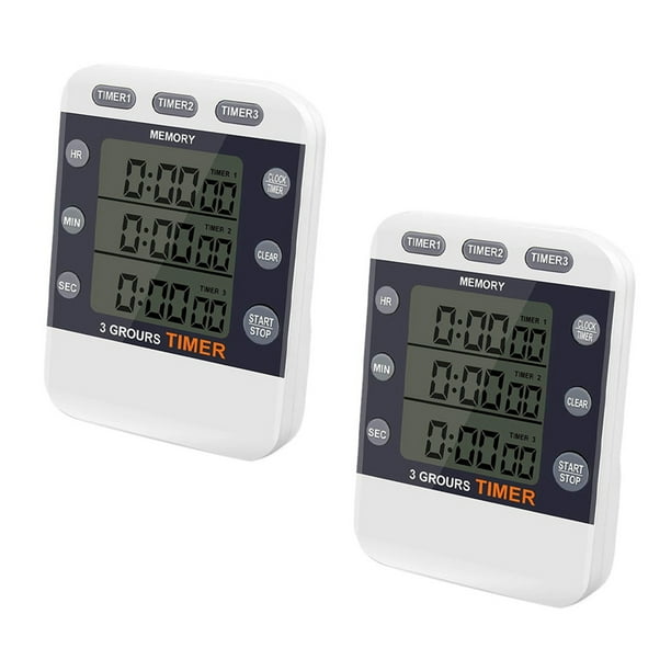 2X Digital Timer 100 Hour Triple Count Down/Up Clock Timer Kitchen