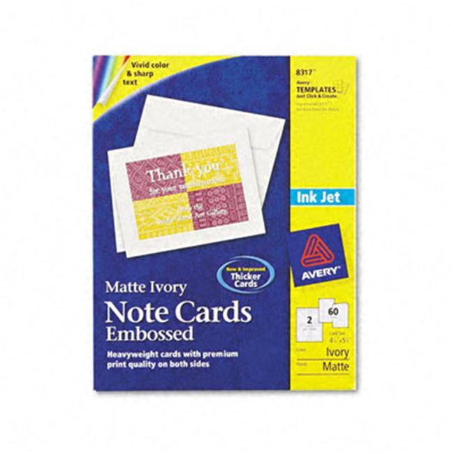 Avery Printable Note Cards with Envelopes, 4.25 x 5.5, Ivory with  Embossed Border, 60 Blank Note Cards for Inkjet Printers (8317) 