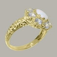 thumbnail image 3 of LBG British Made 10k Yellow Gold Real Genuine Opal & Cubic Zirconia Womens Statement Ring - 33 size options - Size 8.25, 3 of 8