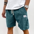 thumbnail image 2 of Dwellite Mens Corduroy Short 2026 Elastic Waist Drawstring Casual Summer Beach Lounge Shorts with Pockets Sky Blue M, 2 of 4