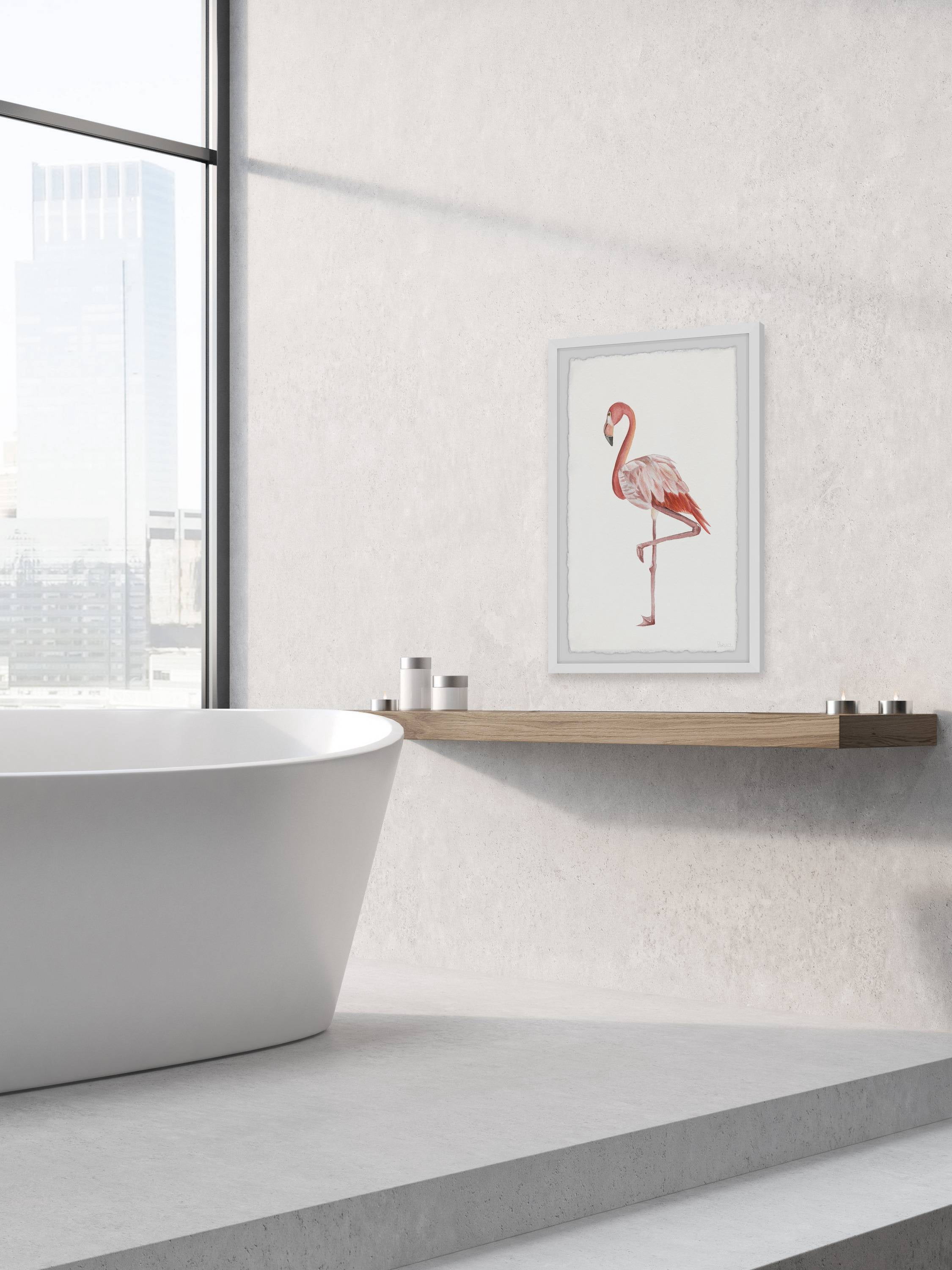 Parvez Taj Dashing Flamingo Stand Framed Wall Art