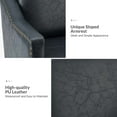 thumbnail image 4 of Upholstered Accent Chair Faux Leather Armchair Set of 2 Removable Cushion Lounge Sofa Nailhead Trims Solid Wood Legs Living Room Navy, 4 of 7
