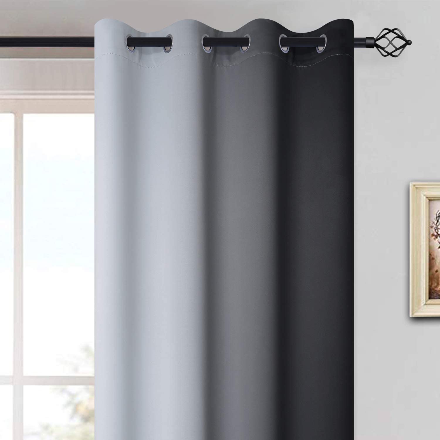 Buy Yakamok Room Darkening Black Gradient Color Ombre Blackout Curtains  Thickening Polyester Thermal Insulated Grommet Window Drapes for Living  Room/Bedroom (Black, 2 Panels, 52x84 Inch) Online at Low Prices in India 