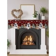 thumbnail image 2 of Christmas Fireplace Mantle Scarf, Snowman Poinsettia Pine Tree Red Black Plaid Mantel Cover Table Runner for Home Living Room Door Window, Indoor Outdoor Holiday Party Decor 17" x 60", 2 of 6