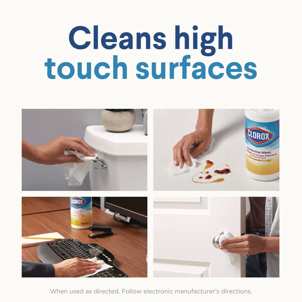 7 in. x 8 in. 1-Ply Disinfecting Wipes - Crisp Lemon, White (35/Canister, 12 Canisters/Carton)