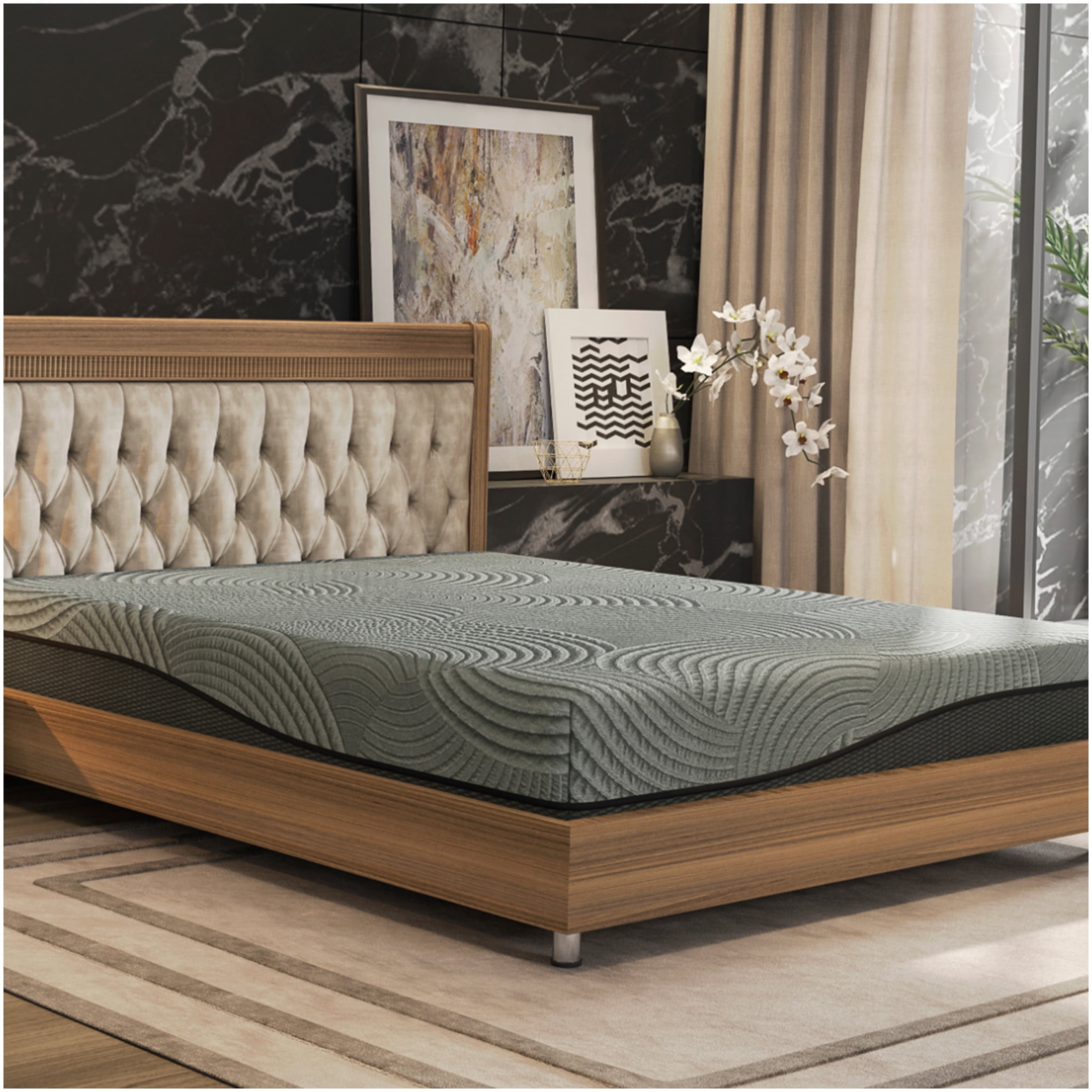 CHAMPFLAG King Size Gel Memory Foam Mattress, 10 Inch Medium Firm Bed-in-a-Box, Cooling Technology, CertiPUR-US Certified for Motion Isolation