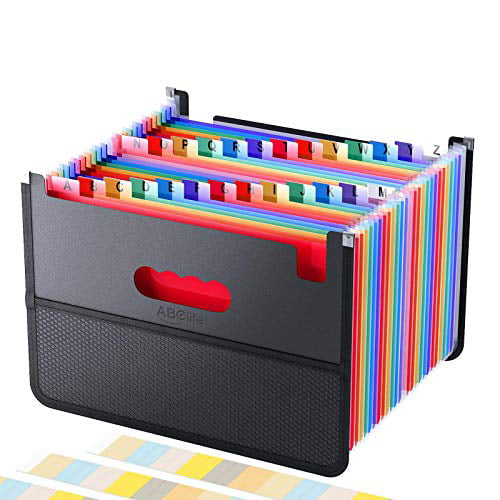 A4/Letter Size Expandable Accordion File Folders Expanding Filing Box 15C Upgrade Thickness ABC life Accordian File Organizer 13 Pockets Portable Bill/Receipt/Document Organizer with Colored Tabs