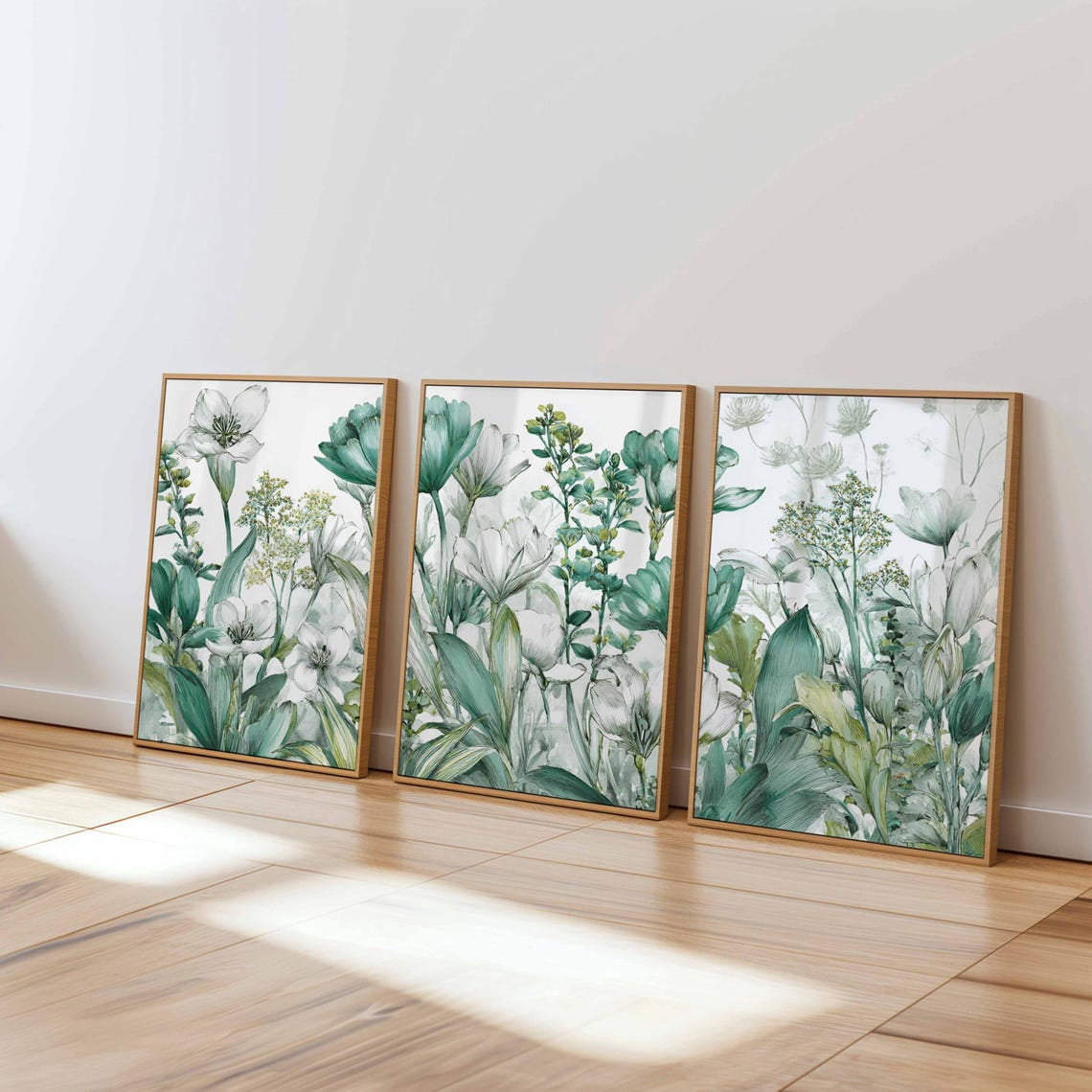 Botanical Green Floral Modern Nature Wall Art Botanical Bedroom And Living Room Decor