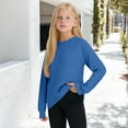 thumbnail image 5 of XXWXYD Girls Long Sleeve Crewneck Sweaters Loose Knit Tops with Pocket Soft Yarn Fall Tunic Casual Solid Color Clothes 3-14 Years, 5 of 7