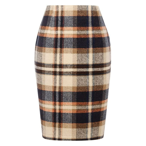 Brown patterned pencil skirt top