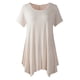 thumbnail image 1 of Blusa superior de cuello redondo de manga corta de color sólido de verano informal de moda para mujer Pompotops  hfajkhk130084, 1 of 6