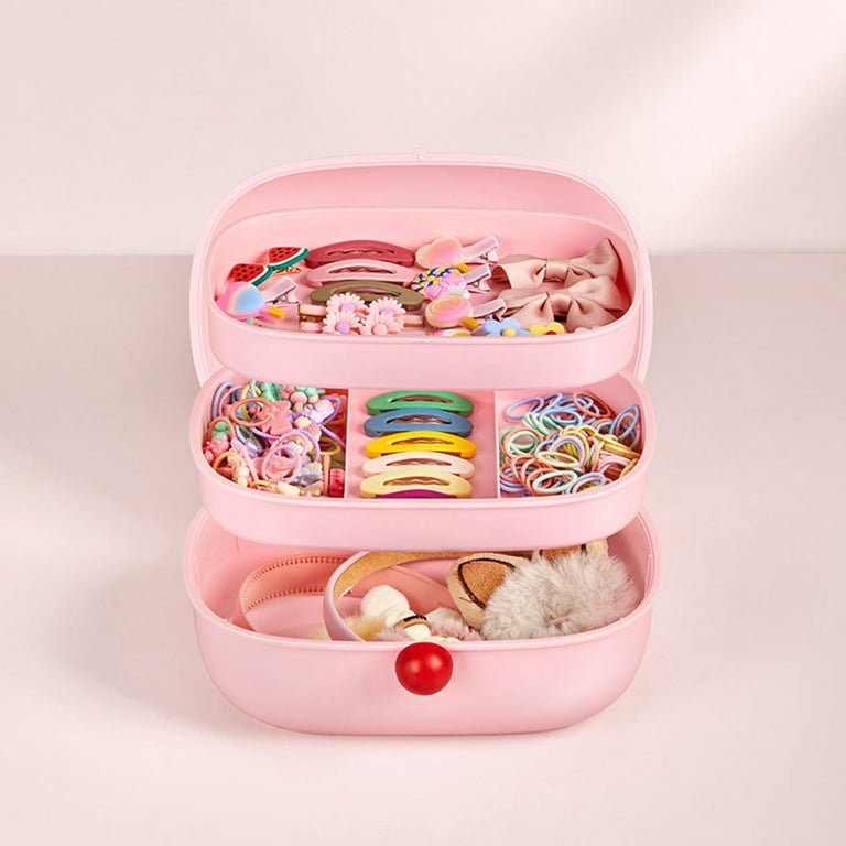 Hair Accessories Organizer | Pink Hair Accessory Jewelry Box For Girls |  Portable Travel Hair Accessories Storage For Hairband Hair Ties Clips  Organiz